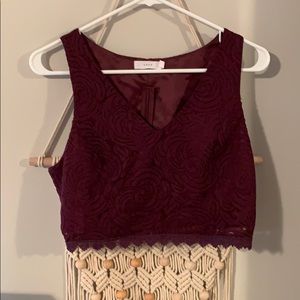 Burgundy lace top and bottom set worn once!